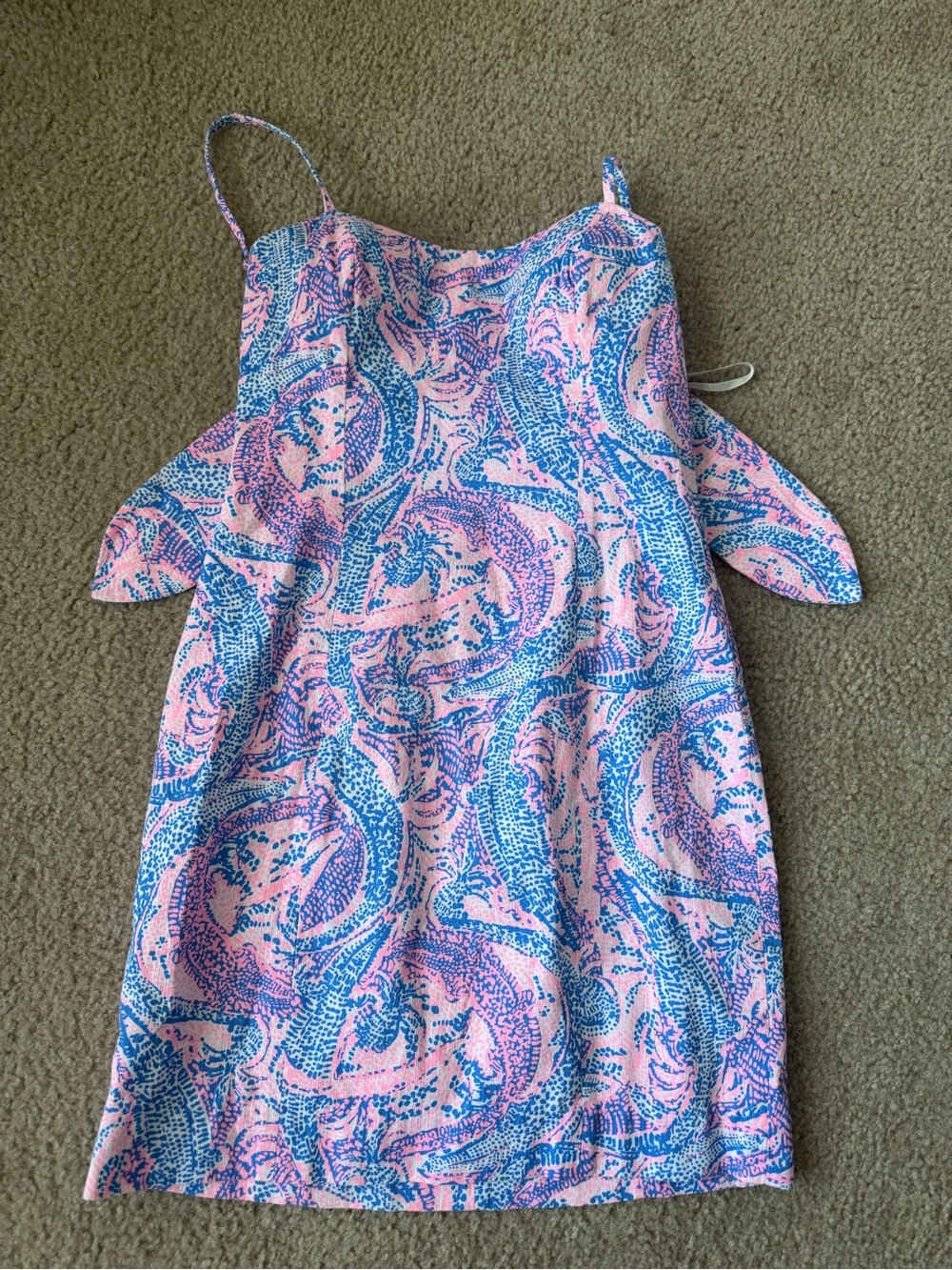 Lilly Pulitzer Pink and Blue Paisley Cold-Shoulder Mini Dress